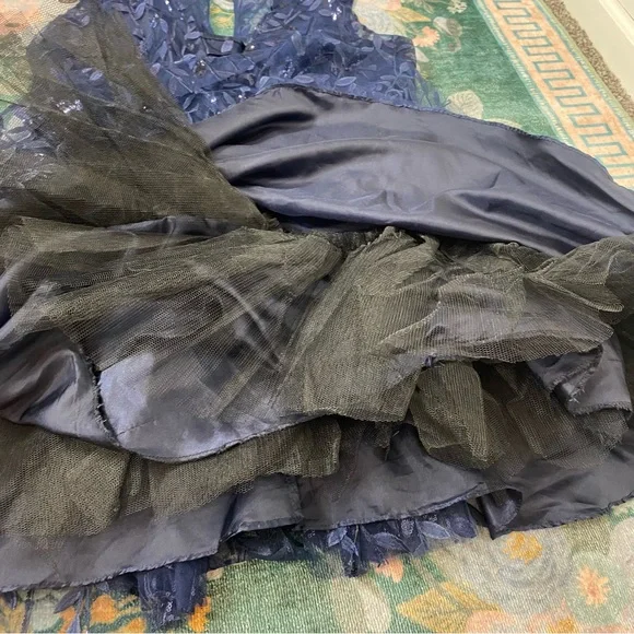 Jovani JVN Womens Dress 22 Formal Blue Sequin Sparkly Tutu tulle Mini Gown - Picture 11 of 14